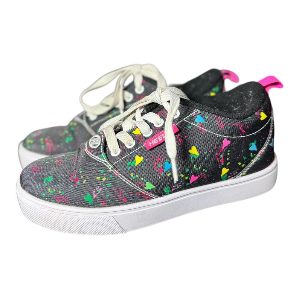 Heelys Pro 20 Prints Black Splatter Hearts Skate Shoes Youth Roller Sneakers Sz4
